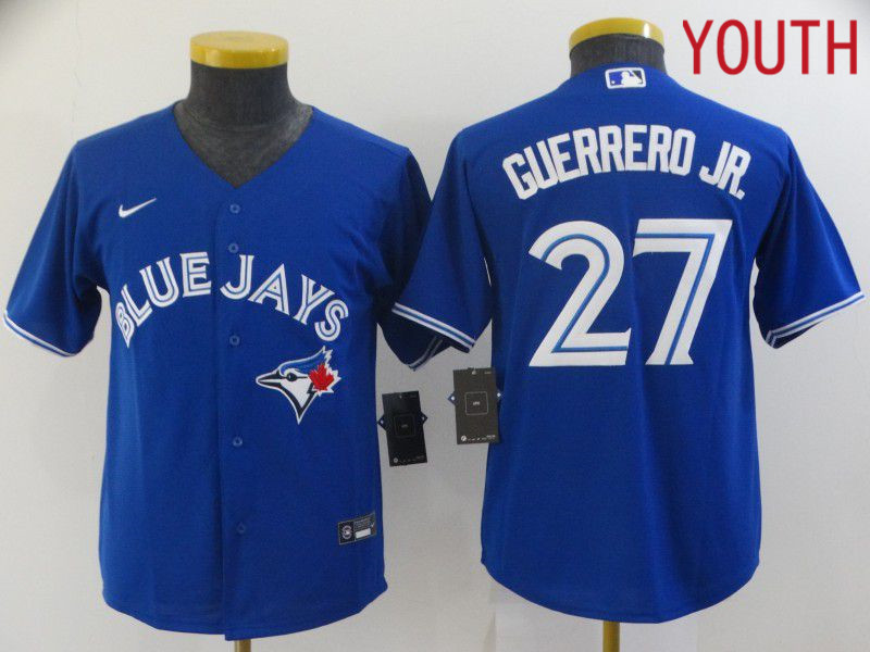 Youth Toronto Blue Jays #27 Guerrero jr Blue Game 2021 Nike MLB Jersey